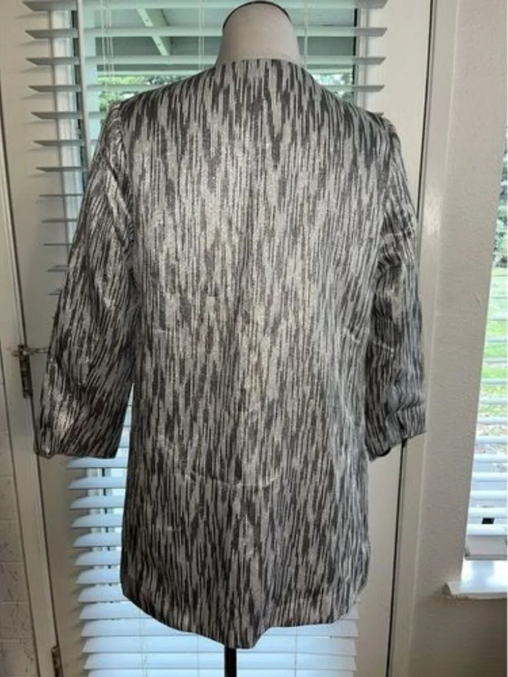 Chico's Silver and Black Striped Jacket